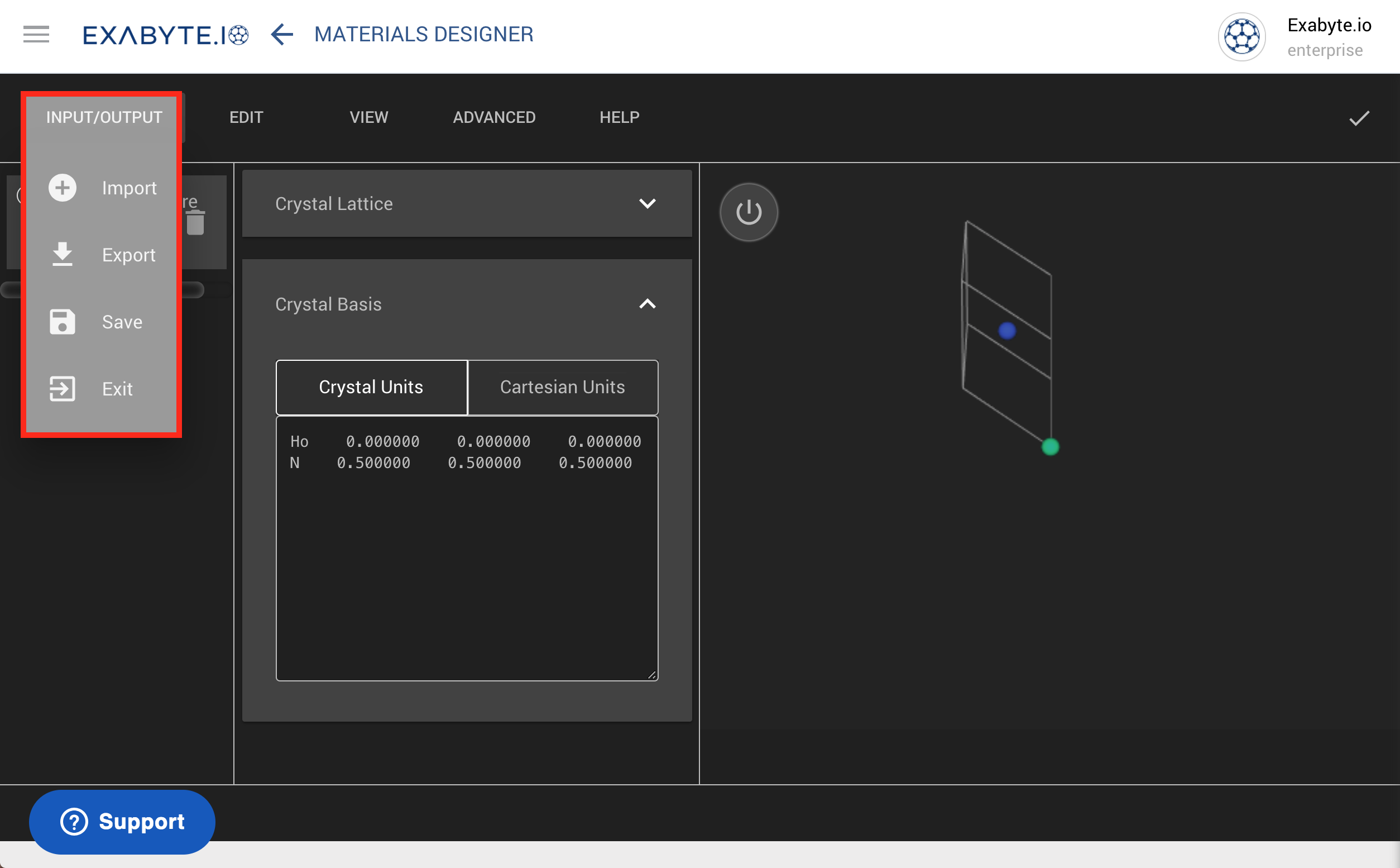 Input/Output Menu